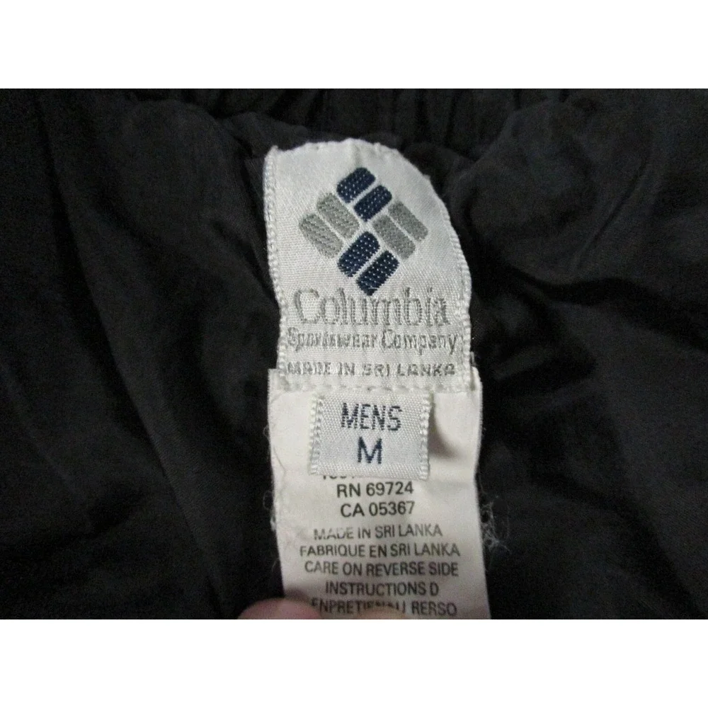 Columbia Rain Pants Men Medium Black Elastic Adjustable Pocket 28x29 Vintage 90s